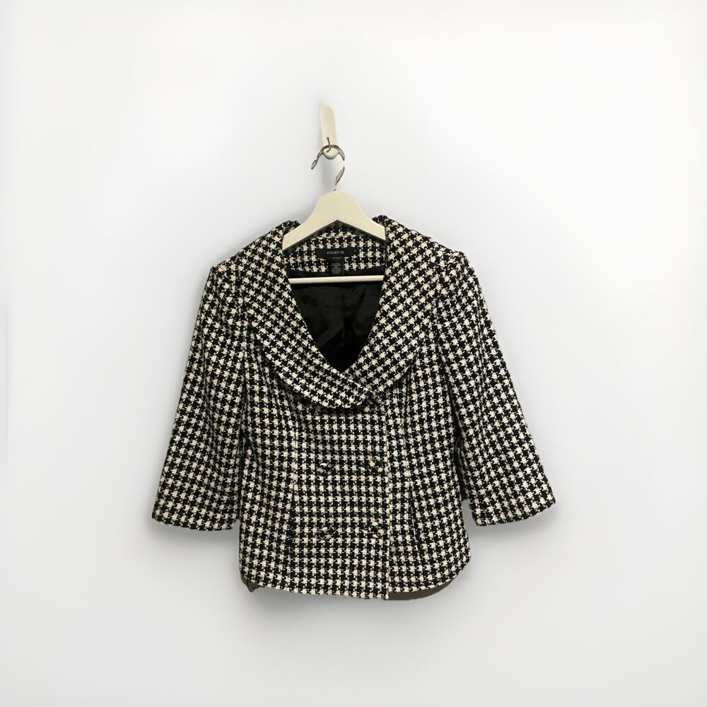 Arden B Houndstooth Vintage Tweed Peplum Style Double Breasted‎ Jacket Size S